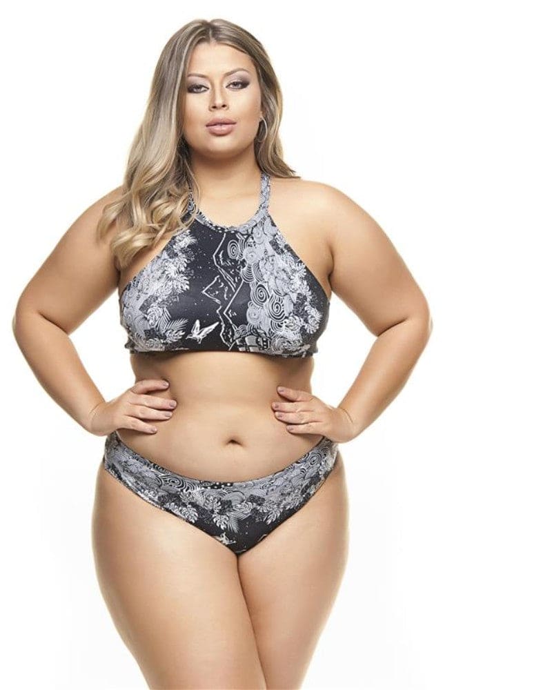 Front of a model wearing a size 16 Traditional Bikini Bottom in Exotic Black by Lehona. | dia_product_style_image_id:274326